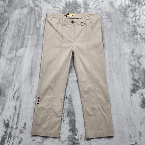 Vintage BiBA Pants Womens 10 Tan Mid Rise Crop Capri Straight Leg Stretch Twill